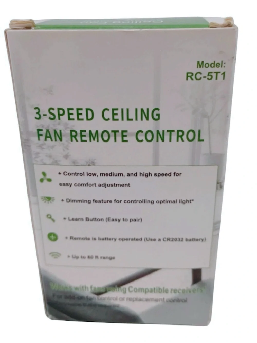 New Model RC-5T1 3-Speed Ceiling Fan Remote Control & Light Dimmer Replacement